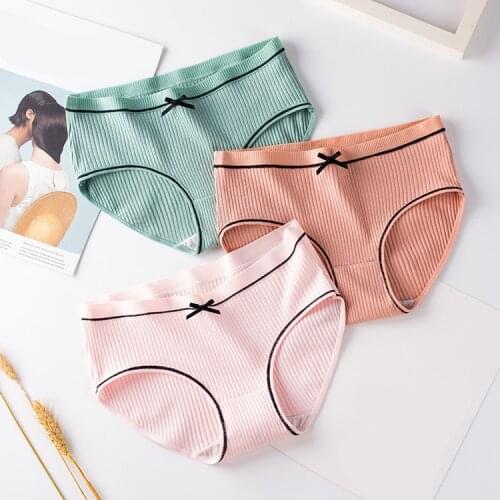 Sexy Panties Womens Cotton Breathable Bow Briefs Solid Soft Seamless Underwear Female Sexy Intimate Seamless Brief Wholesale