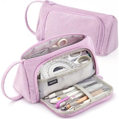 Corduroy portable pencil case Multifunctional stationery bag Solid color pencil bag cute pen case student pen bag Girls handbag