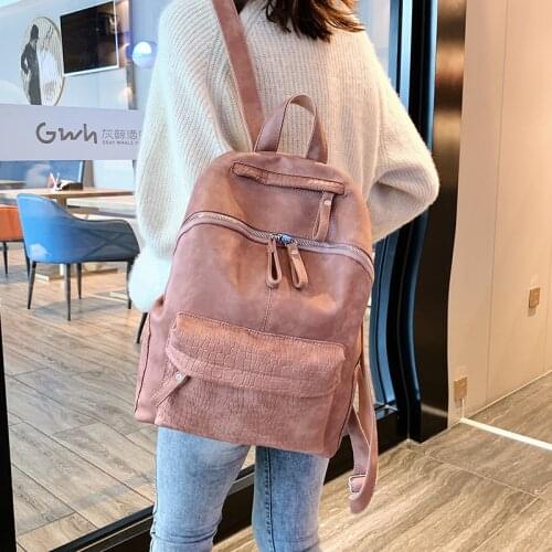 Girls Large Capacity Vintage Female Shoulder Bag Fashion Women Leather Backpack Alligator School Backpacks for Tenage