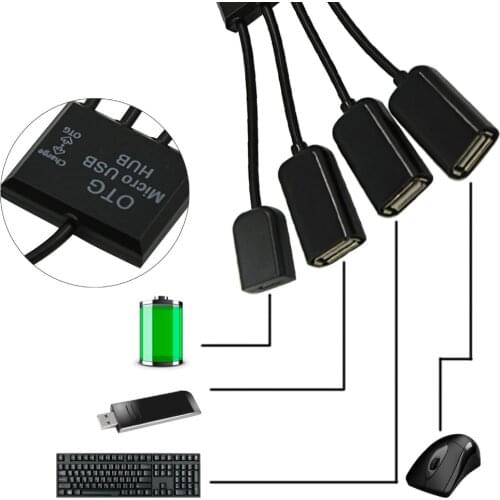 VONETS 4 in 1 Micro USB OTG HUB Hab Connector Spliter For Smartphone Computer Laptop Tablet PC Power Charging Cable Accessory