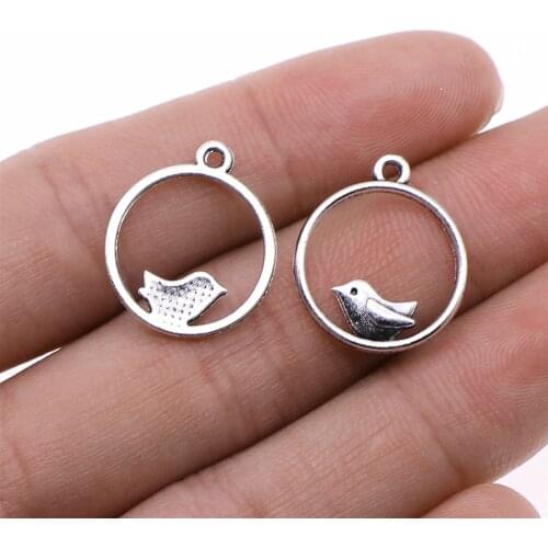 WYSIWYG 10pcs Charms Bird Antique Silver Color 18x20mm Metal Alloy Jewelry DIY Accessories