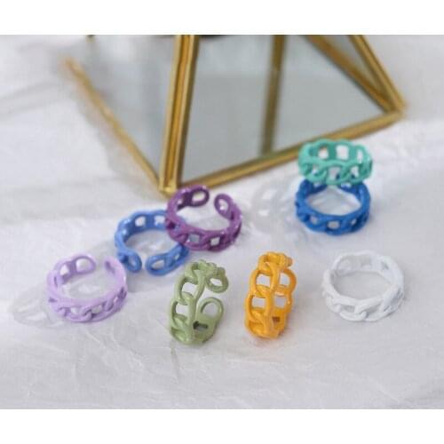 Korean Charms Geometric Irregular Opening Rings for Women Resin Sweet Y2K Rings 2021 Fashion Jewelry Gossip Girl Aesthetics Gift