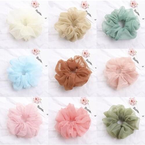 2020 Korea Big Size Organza Hair Scrunchies Women Elastic Hair Bands Girls Headwear Ponytail Holder Hair Accessories Headband