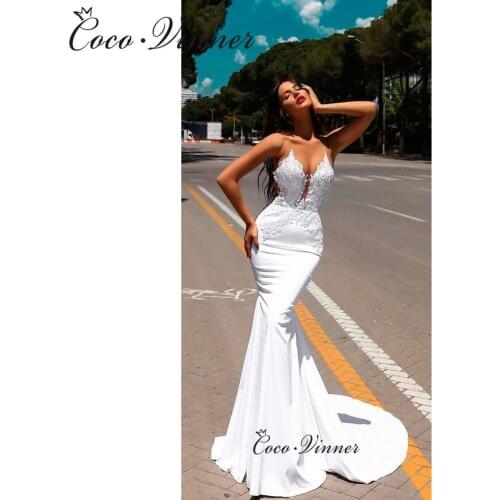 Soft Satin V-neck Embroidery Sexy Mermaid Wedding Gown Spaghetti Straps South America Stylish Vestidos De Novias Economico W0590