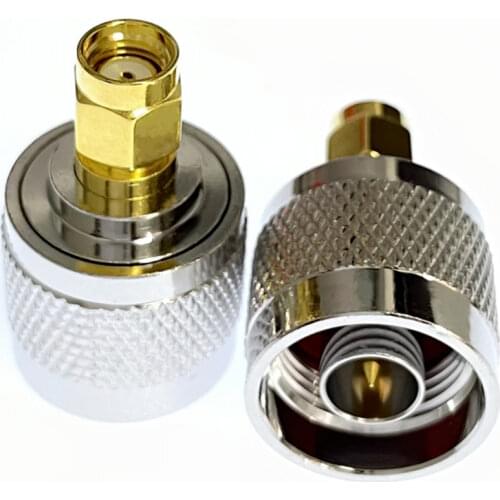 2PCS N Male Plug to RP-SMA Male (Female pin) Plug Straight RF Coaxial Connector Adapter
