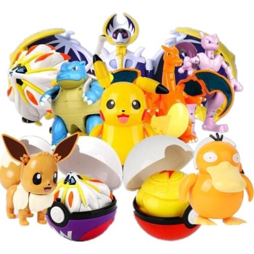 8 New Styles Pokeball Elf Pet Deformation Set Golfer High Quality Pikachu Toys Spitfire Dragon Little Super Dream Pokemon Toy