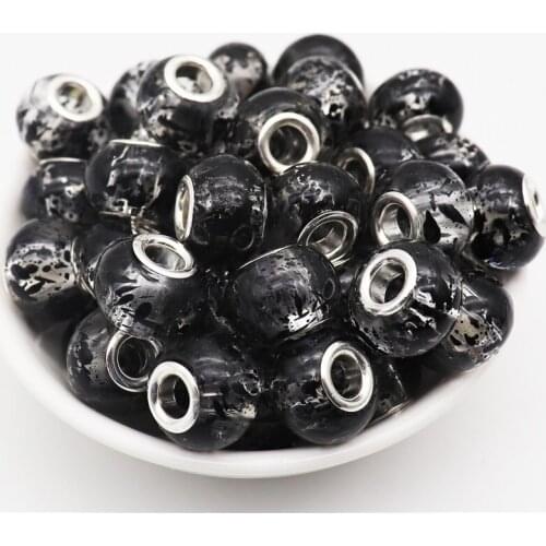 10Pcs Assorted Color 16mm Big Round Glass Spacer Beads fit European Pandora Charm Bracelet Snake Chain Bangle DIY Jewelry Beads