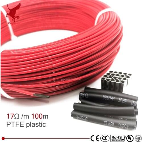 100m 17ohm multipurpose 24k PTFE carbon fiber heating cable 5V-220V floor heating high quality infrared heating wire warm floor