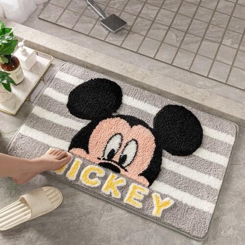 45x65cm Mickey Flocking Absorbent Floor Mat Baby Play Mat Bathroom Bedroom Entry Door Mat Home Cartoon Carpet Bathroom Mat