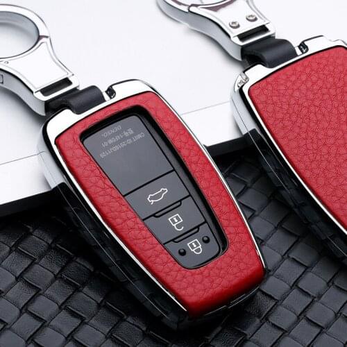 Car Galvanzed Alloy&Leather Key Chain Holder Case Cover For Toyota CHR C-HR Prado Camry 2018 Prius Corolla RAV4 2/3/4 Button