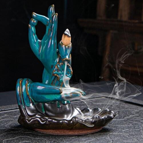 Buddhism Waterfall Incense Burner Ceramic Backflow Incense Holder Sandalwood Censer Decoractive Tbale Ornament Home Decor 2022