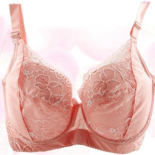 Full Coverage Bra Push Up Women Large Size 90C 100C 105D Thin Underwire Underwear Lace Bow Adjust Gather Red Black Gray Brasier