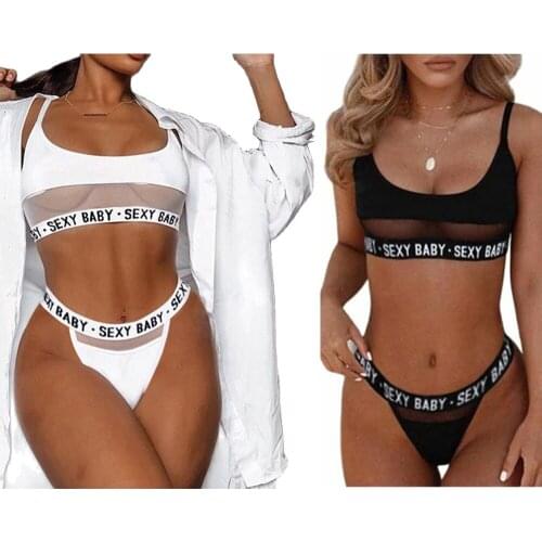 Bra sexy sexy underwear sexy hollow letter three point womens split underwear