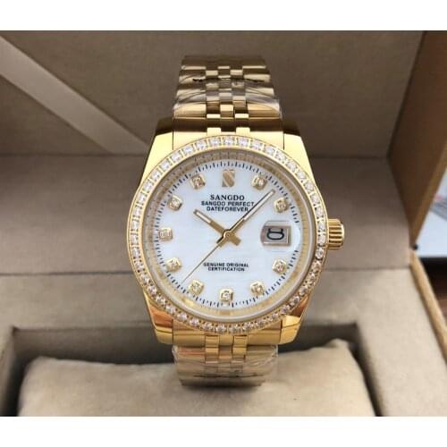 36.5MM SANGDO Automatic Self-Wind movement High quality Luxury mens watch Plating 18KY Mechanical watches sa4a