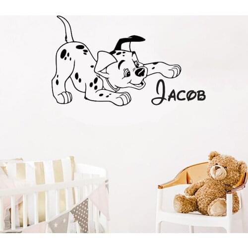 Nursery Kids Baby Room Decoration Personalized Name Wall Decal Pet Dalmatian Boy Boy Girl Name Vinyl Wall Decal Stickers