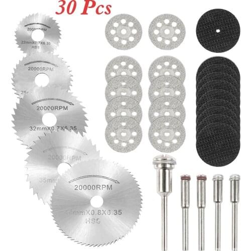 32pcs Circular Saw Blades Wood Cutting Disc Woodworking Diamond Metal Dremel Drill Rotary Cutting Tool Power Tools Accessories