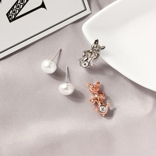 Ethnic New Arrival Bohemia Stud Earring Single 2 Rose Gold Color Cat Earring For Women Handmade Date Gift Jewelry Accessory