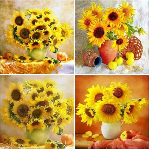Evershine Diamond Painting Sun Flower Full Square Drill Cross Stitch Mosaic Rhinestone Embroidery Needlework Home Decoration