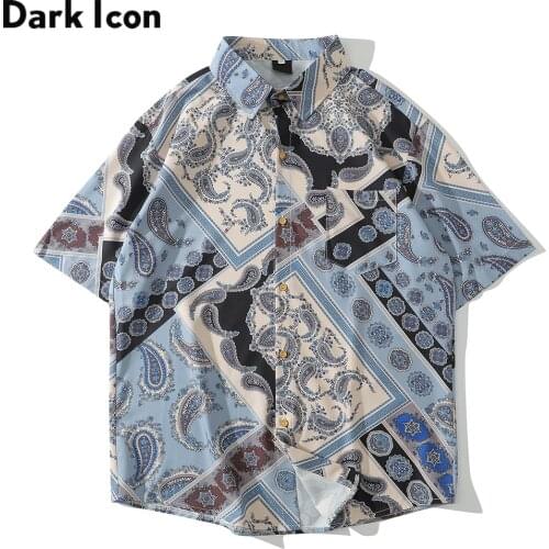 Dark Icon Full Printed Hawaiian Shirt Men Turn-down Collar Mens Shirt 2020 Summer Man Clothing