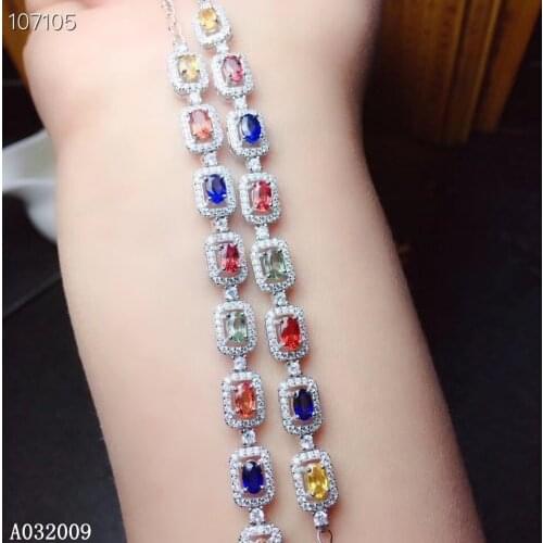 KJJEAXCMY fine jewelry 925 sterling silver inlaid natural color sapphire bracelet luxury girl hand bracelet support testing