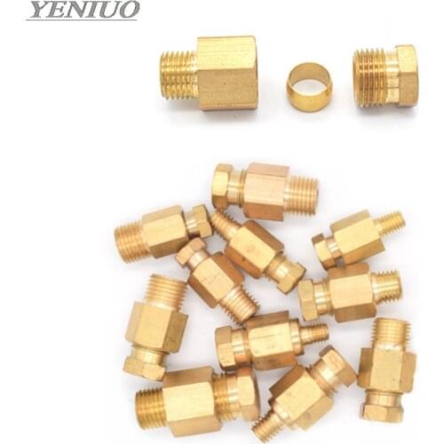 Compression Ferrule Tube Compression Fitting 4 6 8mm OD Tube Connector Machine tool lubrication Brass oil Pipe Fitting adapter