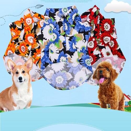 Summer Dog Clothes Puppy Beach Shirts Dog Cute Hawaii Casual Clothing Pet Cat Floral T Shirt For Small Dogs Chiahuahua Bulldog