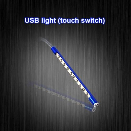 Small USB light Free angle rotatable aluminum touch LED lamp 10 beads portable LED light