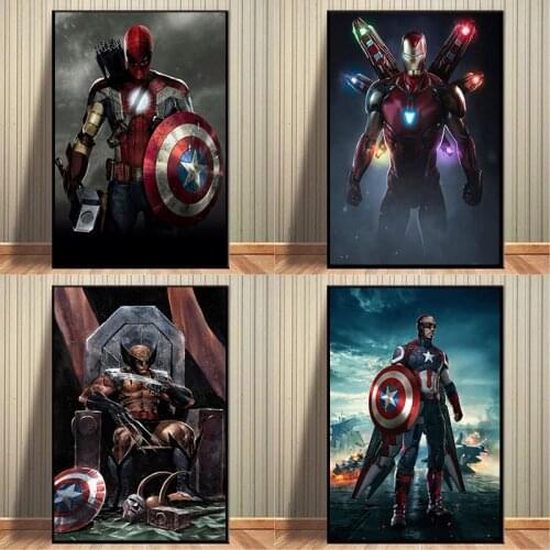 Marvel Avengers Superhero Movie Canvas Painting Iron Man Spiderman Posters and Print Wall Art Picture for Living Room Home Decor
