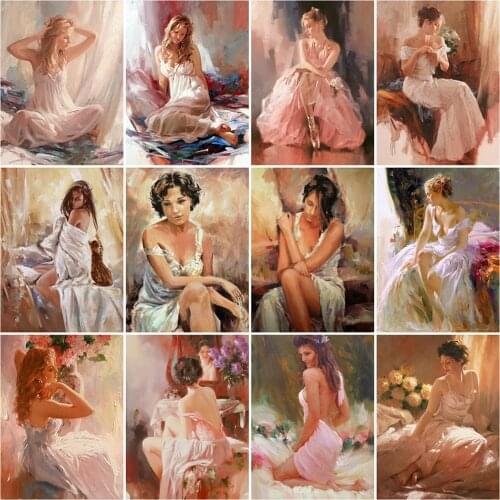 MomoArt Diamond Mosaic Portrait Picture Of Rhinestone Diamond Painting Woman Cross Stitch Set Embroidery Flower DIY Wall Decor