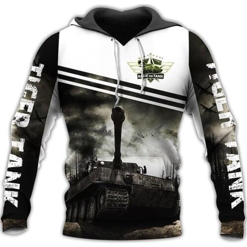 Tiger Tank 3D Overall Printed Hoodie Mens Fashion Sweatshirt Autumn and Winter Casual Zipper Hoodies DY110