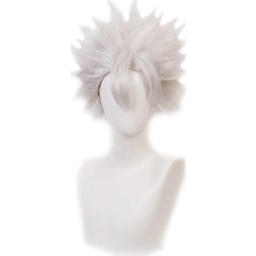 Shinazugawa Sanemi Wig Anime Demon Slayer Kimetsu No Yaiba Short Silver White Synthetic Hair Cosplay Costume Wigs
