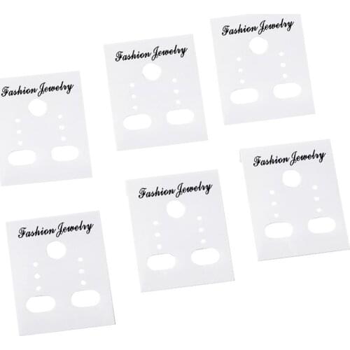 100Pcs White Ear Hooks Earring Plastic Display Cards Ear Studs Organizer Holder Display Rack Printed Earring Cards 38x30mm