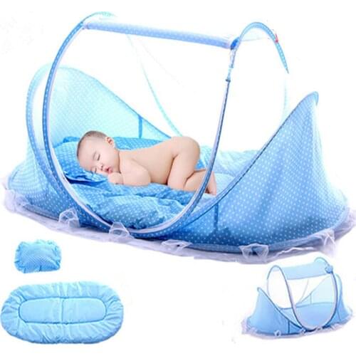 0-3Y Newborn Klambow Bed Baby Bedding Cirb Foldable Mosquito Net Cushion Pillow 3 Pieces Suit Children Kid Portable Sleep Tent