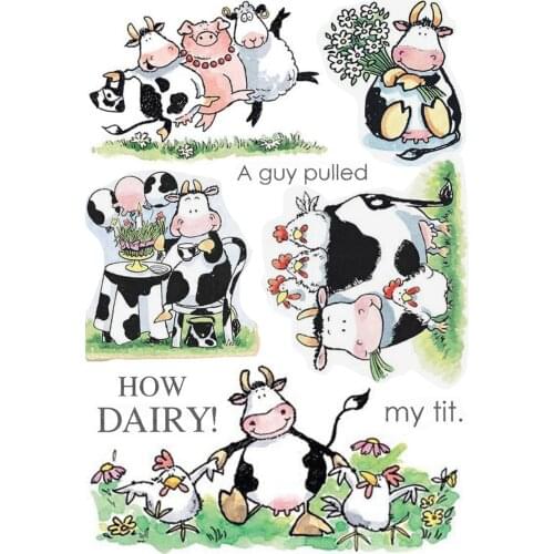 Happy Cows Transparent Silicone Rubber Stamp And Metal Die Sheet Cling Scrapbooking DIY Cute Pattern Photo Album