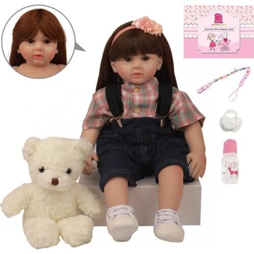 Lifelike Bebe Reborn Dolls 24Inch Soft Silicone Cloth Baby Doll Toy for Kid Birthday Gift Childrens Best Playmate Happy Forever