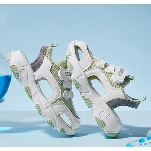 Brand Childrens Sandals Shoes Summer New Cut-outs Soft Leather Beach Sandals For Girls Boys EVA Non-slip Closed Toe Kids Shoes