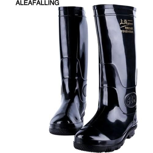 Aleafalling Tall Rain Boots Mens Kitchen Fshing Waterproof Labor Protection Waterproof Shoes Non-slip Rubber Boots Water Boots