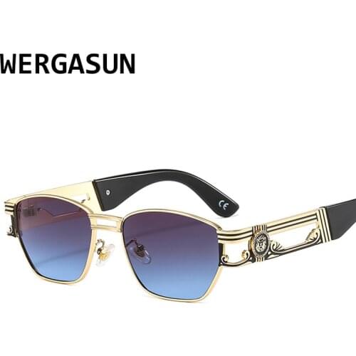 WERGASUN Vintage Steampunk Sunglasses Women Retro Metal Sunglasses Men Black Red Clear Lens Female Eyewear UV400 oculos de sel