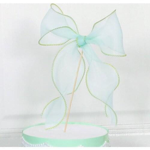 INS Wind Cake Decoration Mesh Bowknot Straw Cake Topper Baking Supplies Dessert Table Decoration Cake Decorating Tools Baking
