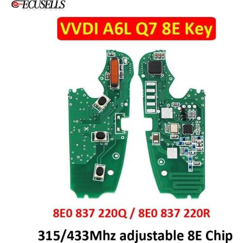 VVDI Folding Flip 3 Button Remote Car Key Board 315Mhz / 433Mhz 8E Chip 8E0 837 220Q / 220R for Audi A6L / Q7 2005 - 2011
