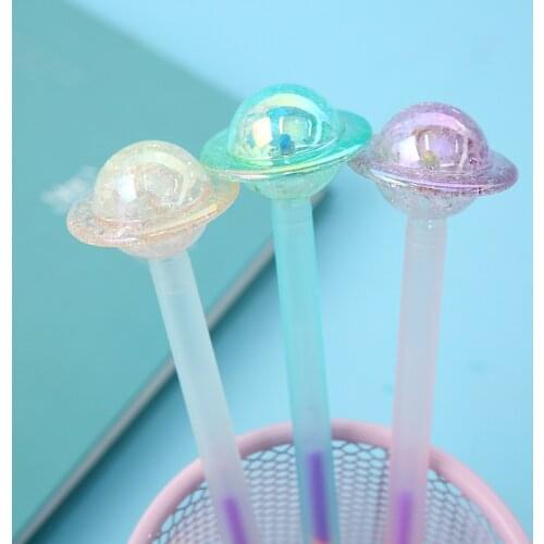 1 Piece Lytwtws Stationery Cute Rotating Planet Lovely Candy Text Marker Gel Pens Student School Supply Change 5 Colors Draw