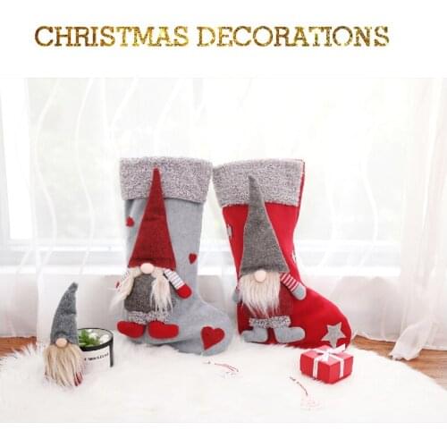 1 Pc Christmas Stocking Socks Party Gift Candy Bag Hanging Pendant Xmas Ornaments Party Gift Bags New Year Decor