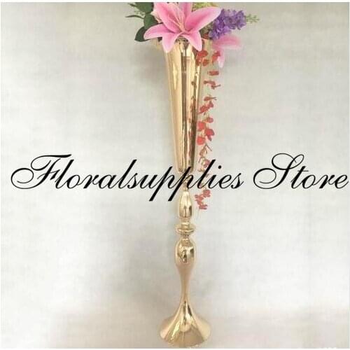 10 PCS/ Lot Gold Metal Flower Rack Wedding Centerpiece Event Table Flowers Vase 2 Size Road Lead Party Decoration