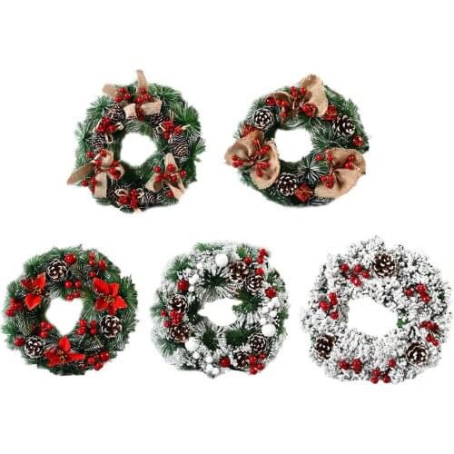 12.6in New Year Simulation Door Wreath Christmas Decorative Garland Pendant Handmade Wreath For Home