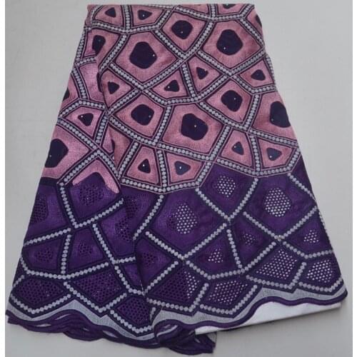 17 colors (5yards/pc) High quality African cotton lace purple Swiss voile lace fabric with elegant embroidery for dress CLP69