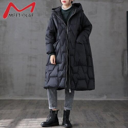 2021 Winter Lightweight Down Jacket Women Oversized Thick Warm Batwing Long Coat Female Loose Doudoune Ultra Light Down Parkas