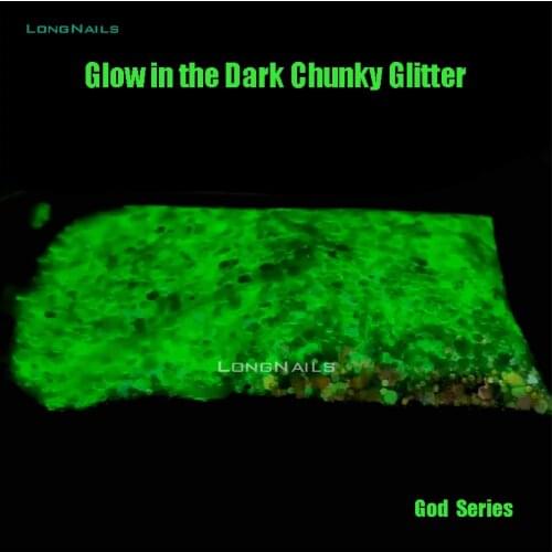 12God‘s Laser Chunkyglitter Glow in the Dark 1/24,1/128 Starry Sequins Polyester Luminous Flake Craft Flash Nail Glitter 0.2-3MM
