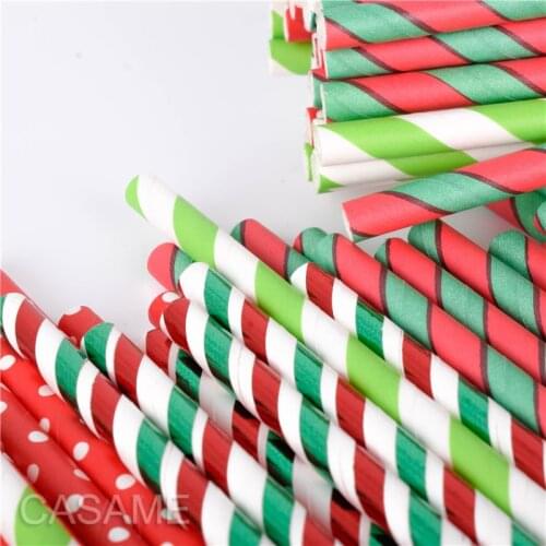 25pcs Christmas Disposable Drinking Paper Straws paper straw paper drinking Birthday supplies Wedding Decoration Anniversary Day