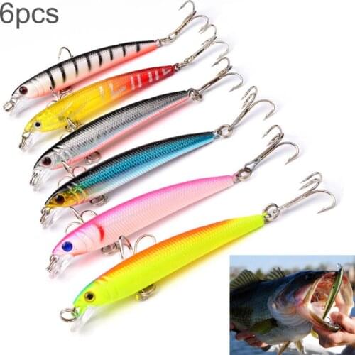 6pcs ABS & High Carbon Steel Floating Minnow Fishing Lures 7.5cm 4.5g Pesca Jig Fishing Hook Artificial Bait Kits