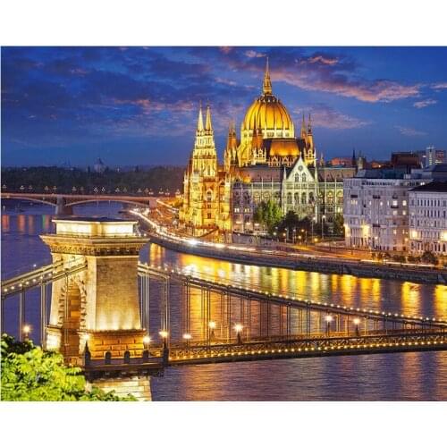 Mosaic full circular drill diamond painting 5d diy drawing cross stitch City Night Rhinestone diamond embroidery decor gift